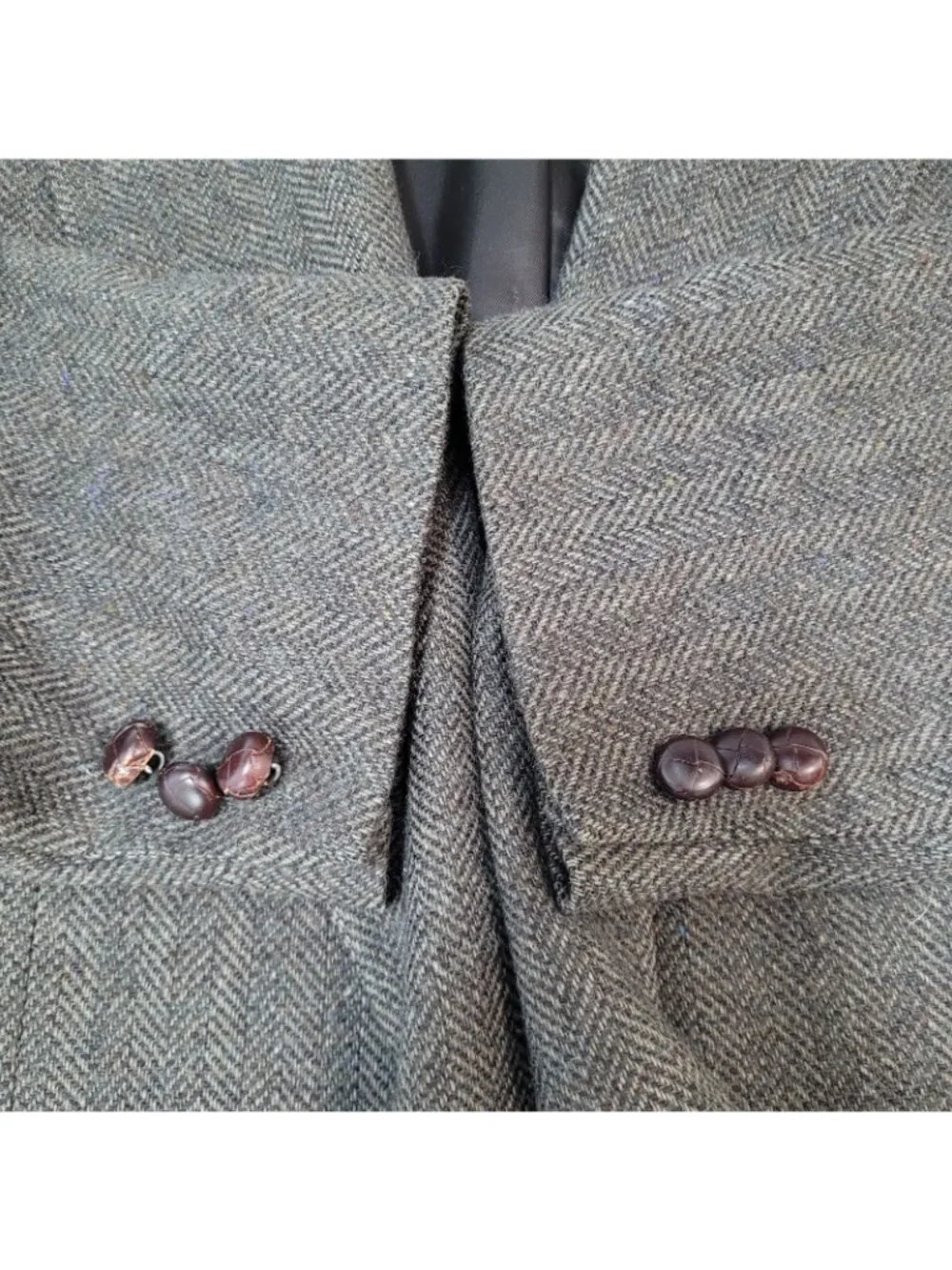 Deansgate Lambs Wool Herringbone Tweed 2 Brown Button Vented Suit Coat Size 46XL